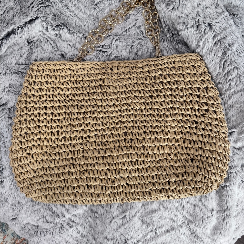 Kate Spade Amelia Jeweled Shoulder Bag raffia version with removable chain strap - Picture 6 of 6